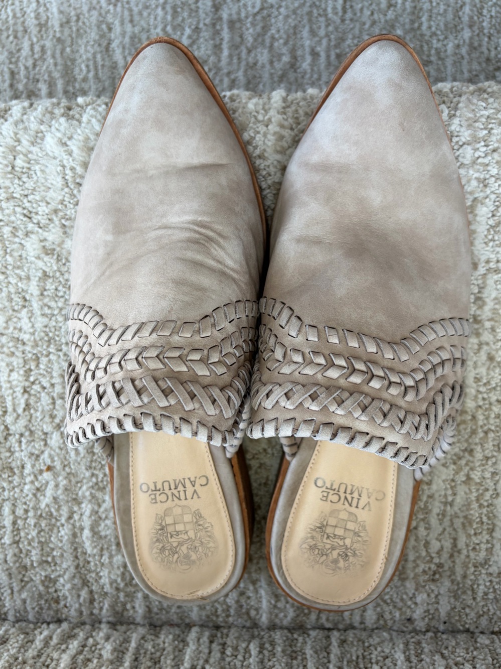 Vince Camuto Sona Mules In Taupe. Size 7.5 View 2